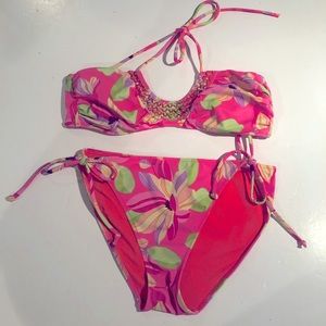 VICTORIA’S SECRET Beaded Bright Floral BIKINI M L